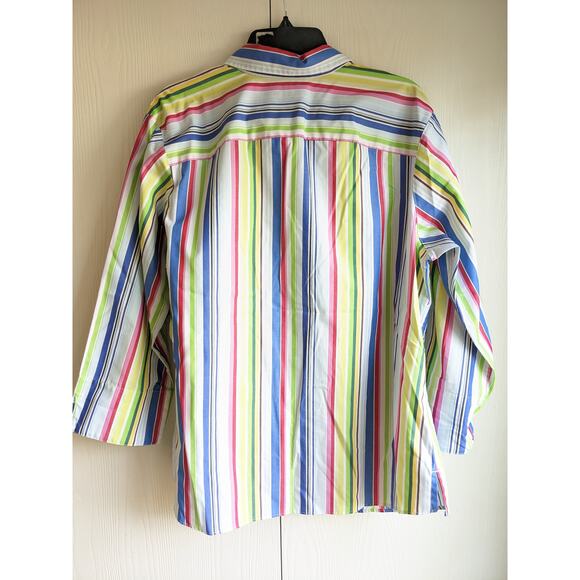 Westbound Women's Colorful Striped Button Down Winkle Free Shirt Top Size 1X - Picture 2 of 4